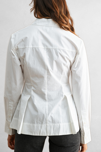Button Down Pleated Peplum Top