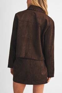 Studded Faux Suede Jacket