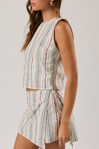 Ava Stripe And Tie Top