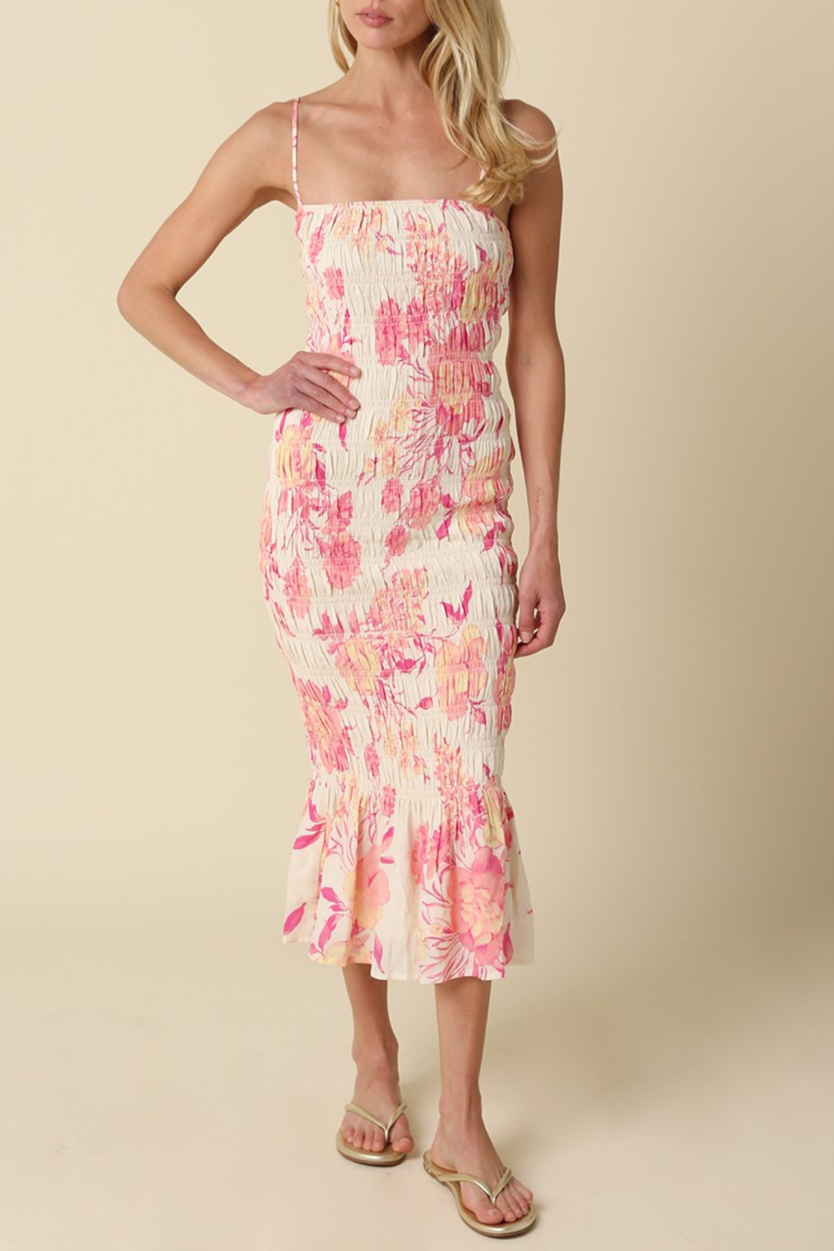 Angie Floral Smocked Maxi Dress