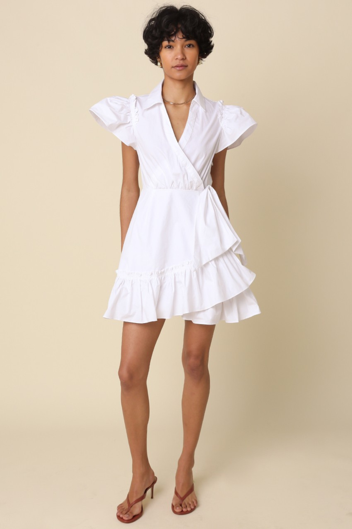 Avah Ruffle Wrap Mini Dress