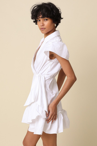 Avah Ruffle Wrap Mini Dress