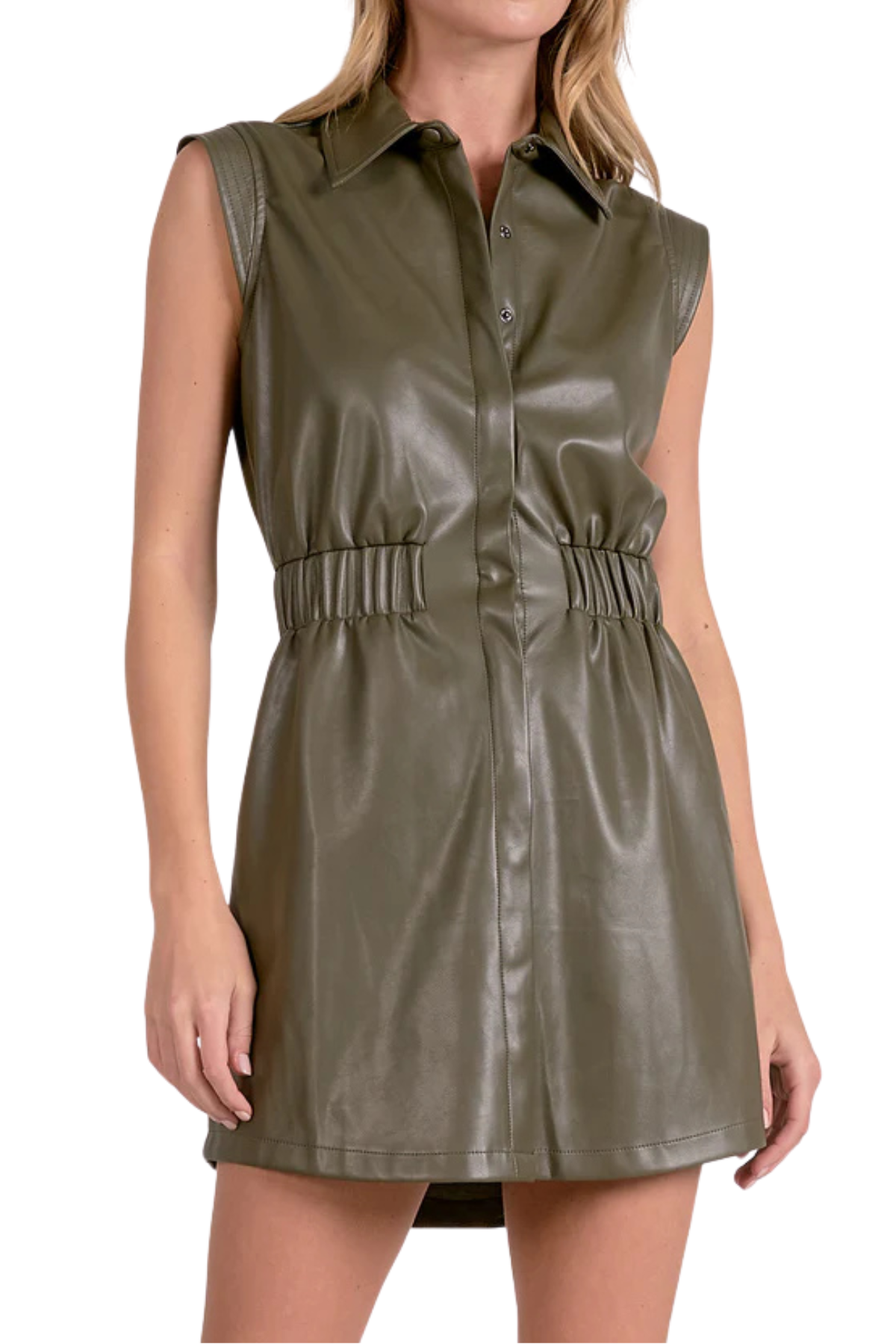 Elan Faux Leather Dress