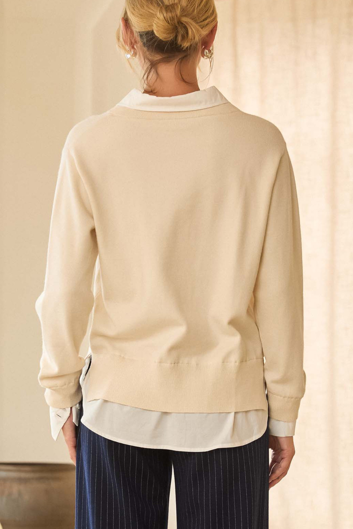 SRB Double Layer Collared Sweater Top