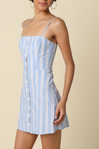 Finn Stripe Button Front Mini Dress