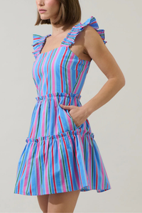 Jaimie Stripes Ruffle Tiered Mini Dress