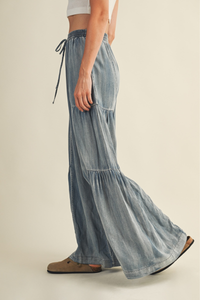 Ruffled Side Wide Pants