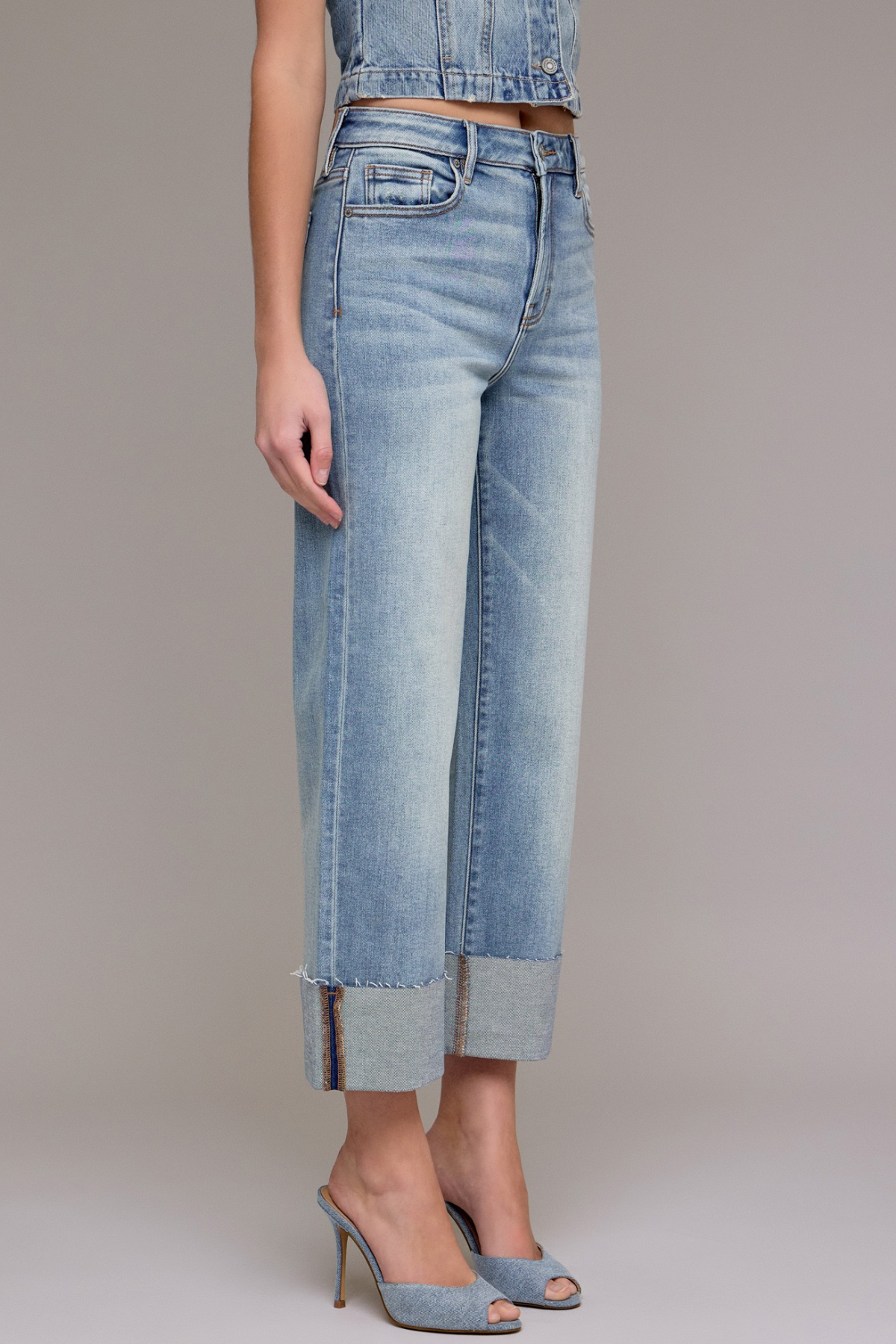 Hidden Ella High Rise Cuffed Wide Straight