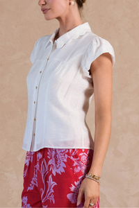 Scalloped Edge Collar Cap Sleeve Top