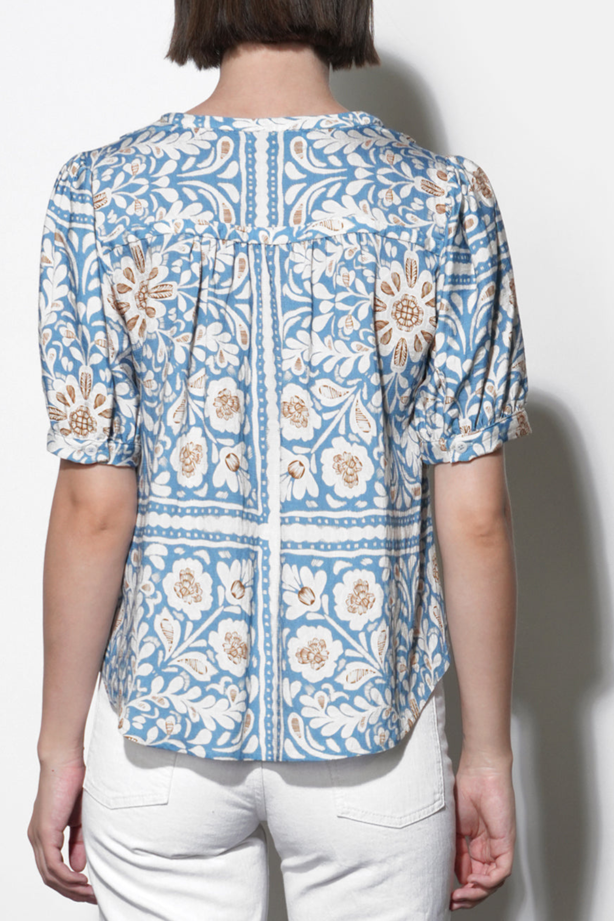 Charlotte Split Neck Elbow Sleeve Top