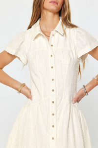 Textured Button Down Mini Dress
