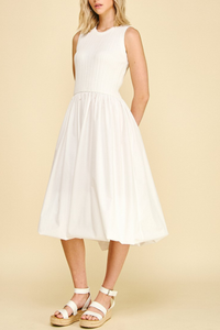 Puff Hem Midi Dress