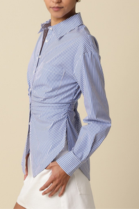 Aisha Striped Cinched Waist Shirt