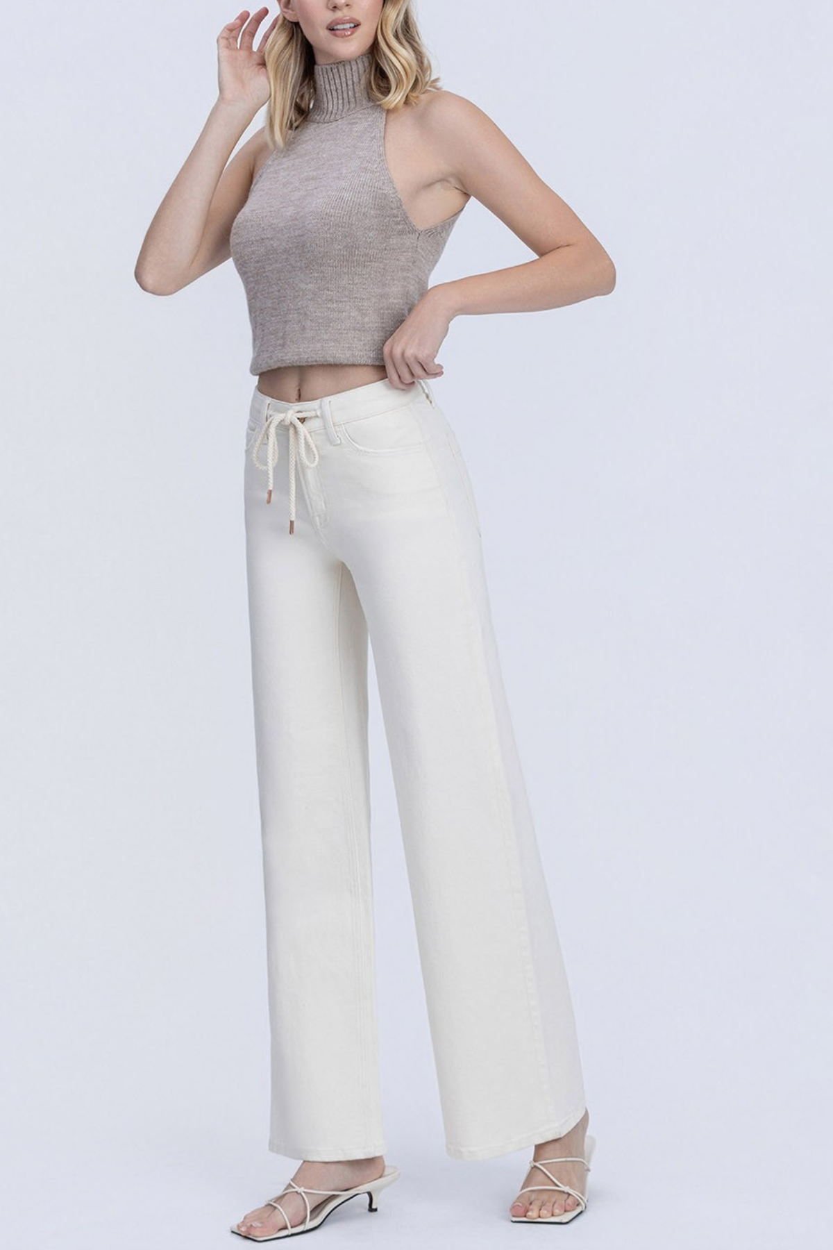 Vervet High Rise Drawstring Wide Leg Jeans