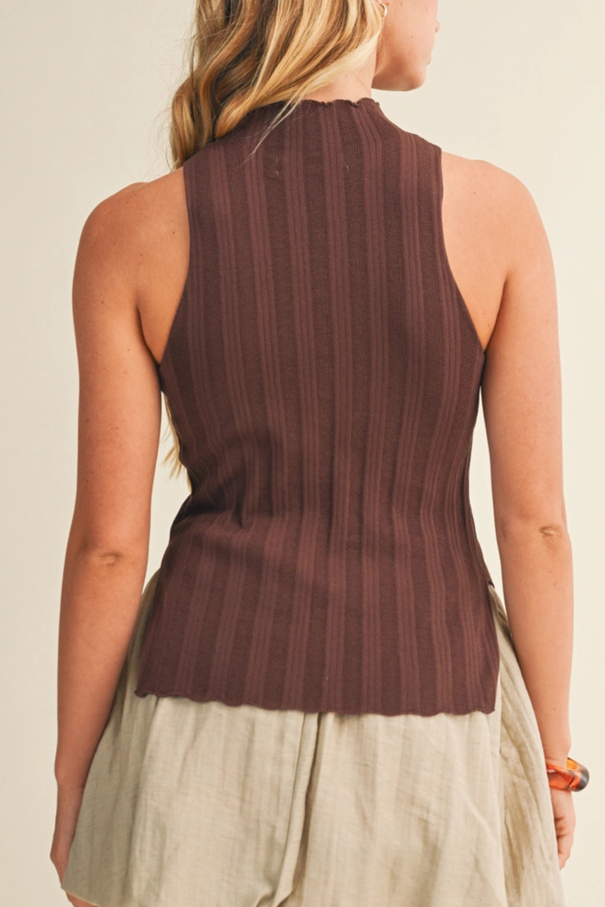 Side Slit Rib Sweater Top