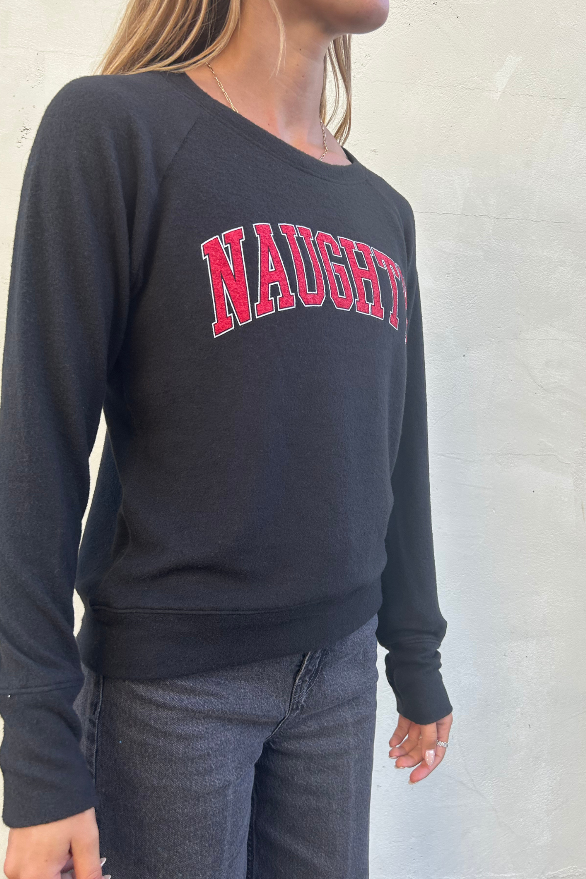 Naughty Lightweight Brushed Fleece Pullover Sweater