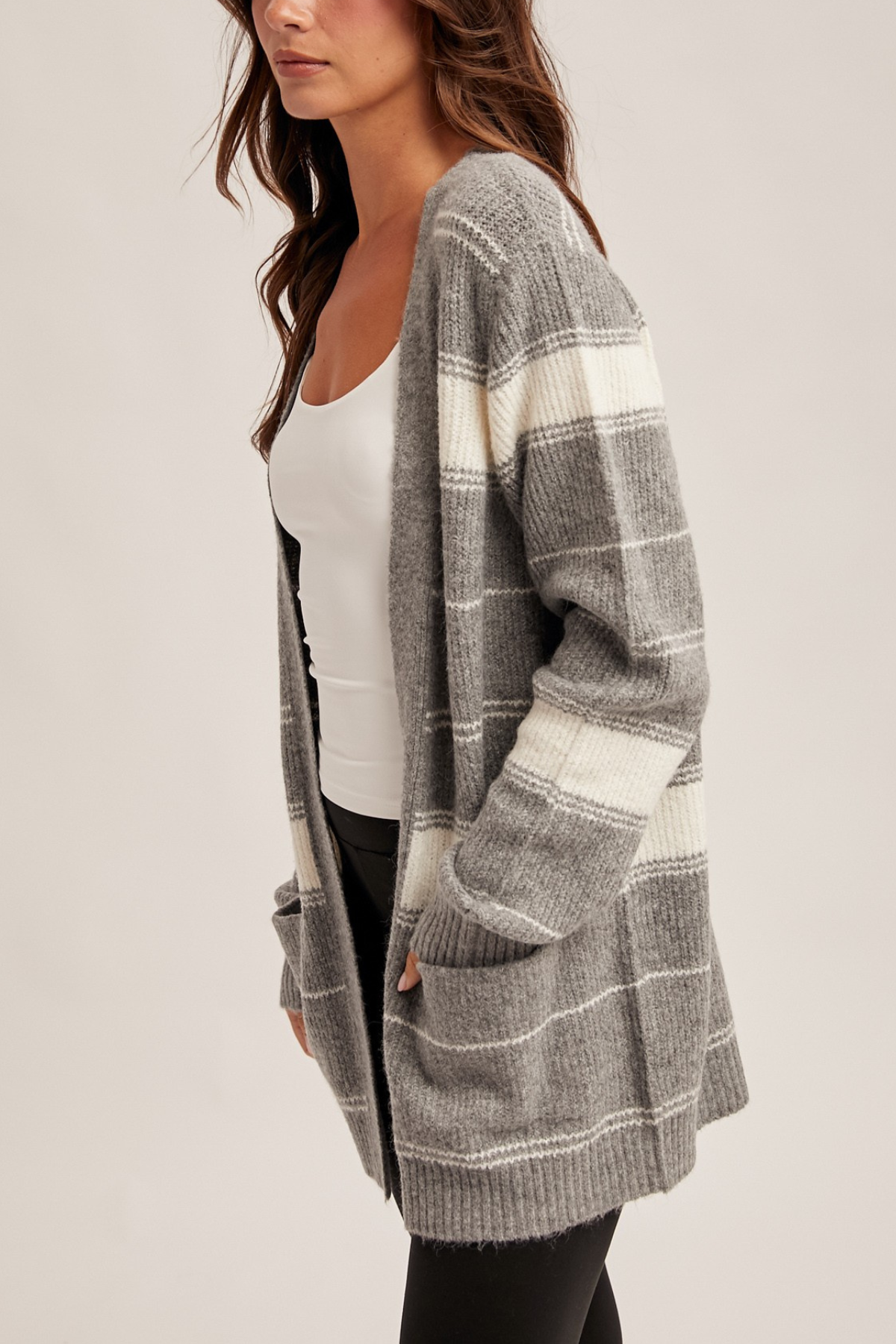 Stripe Open Cardigan