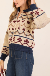 Aspen Nordic Zip Knit Sweater Jacket