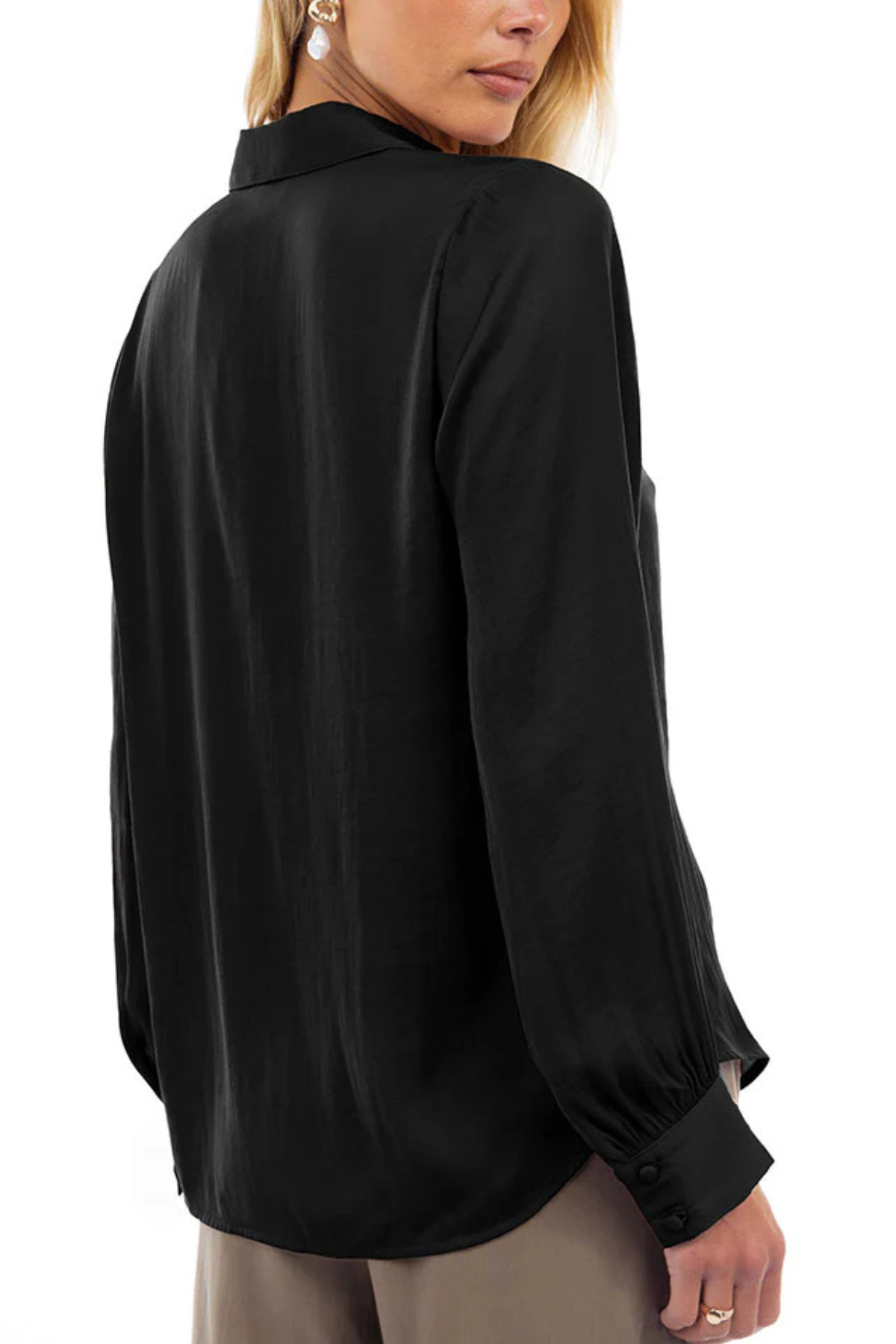 Classic V-Neck Button Down Blouse