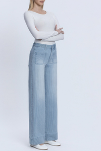Vervet High Rise Patch Pocket Striped Wide Jeans