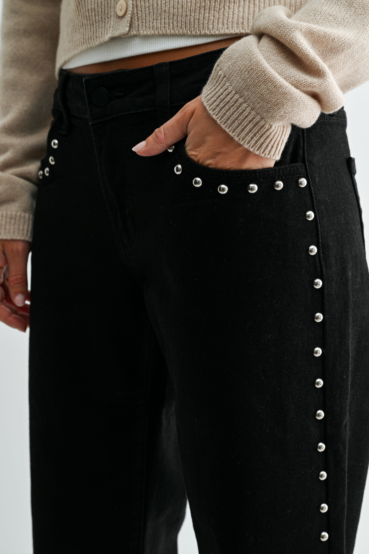 JBD Low Rise Studded Baggy Jean