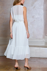 Sheer Gathered Midi Dress