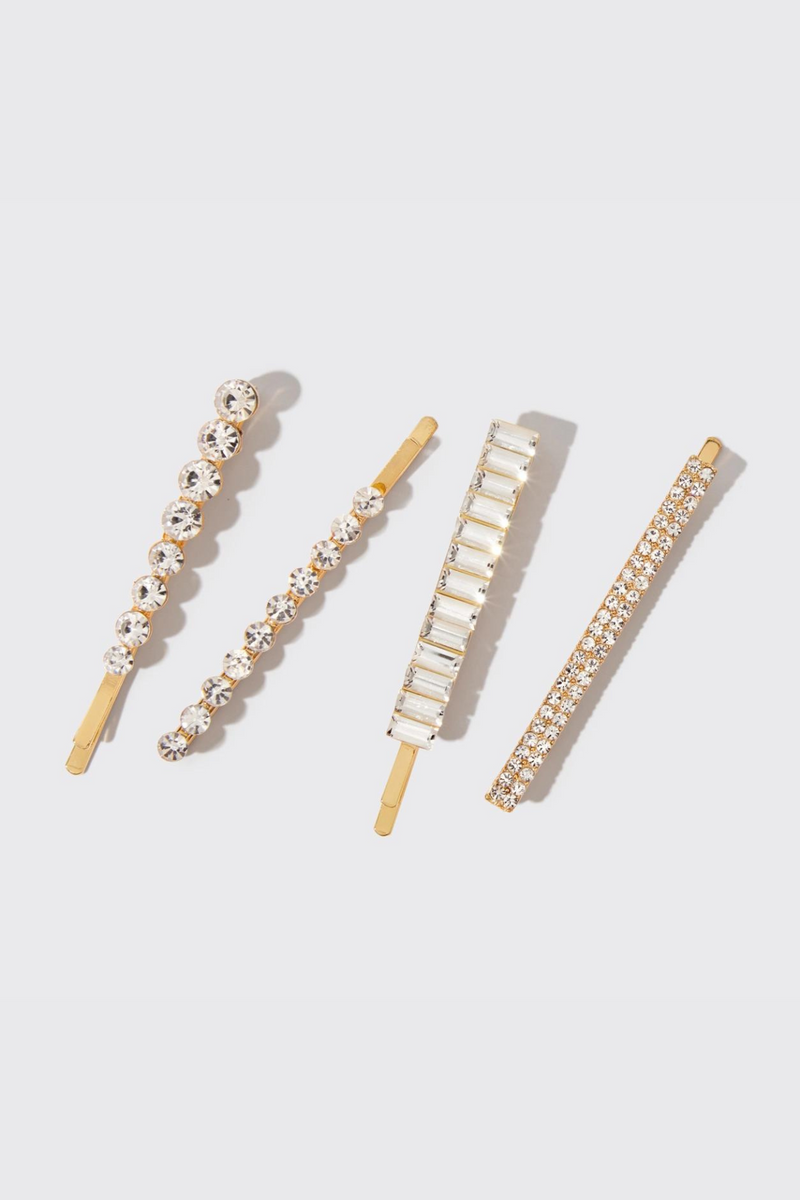 Rhinestone Bobby Pins 4pc Set