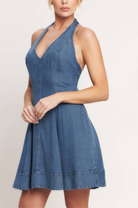 Halter Short Denim Dress
