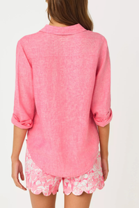Lilly Pulitzer Sea View Linen Button Down Shirt