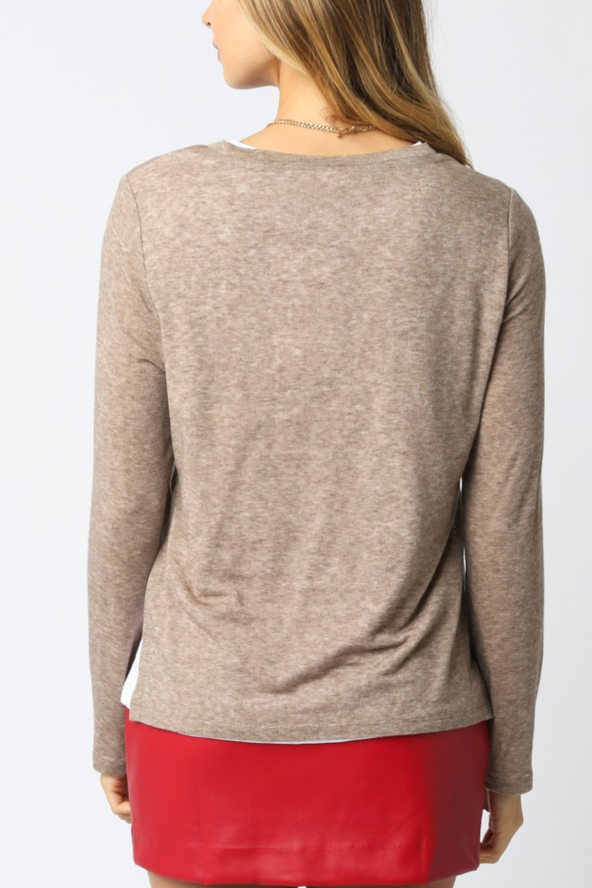 Olivaceous Lined Long Sleeve Top