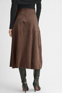 Drawstring Suede A-Line Skirt