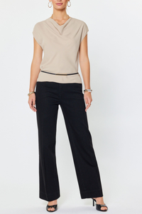 Draped Cowl Neck Cap Sleeve Top