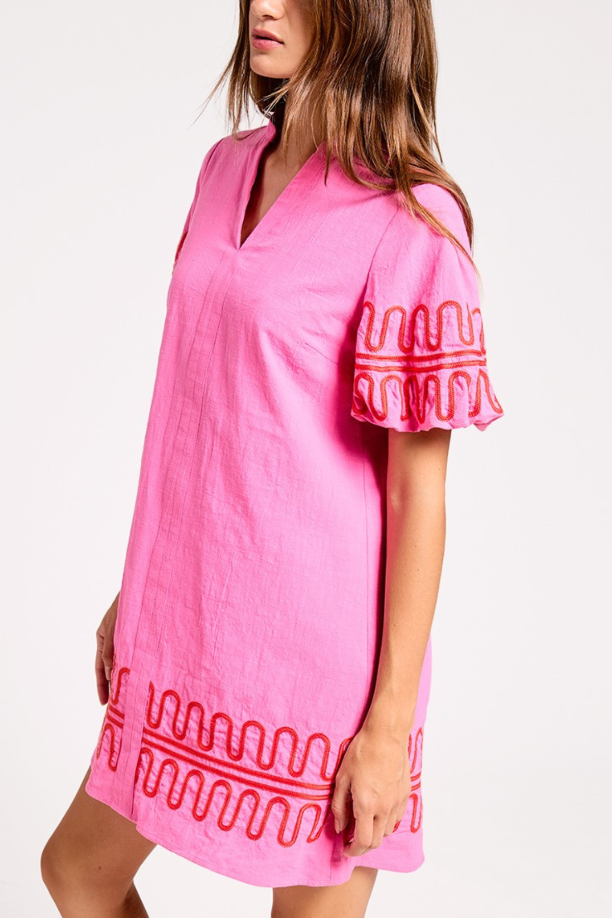 Loopy Trim Ruffle Dress