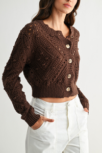 Knit Cardigan With Gold Button Detail