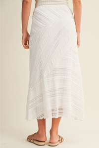 Textured Diagonal Lace Midi Skirt