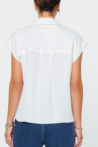 Cap Sleeve Button Down Blouse