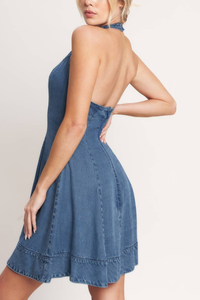 Halter Short Denim Dress