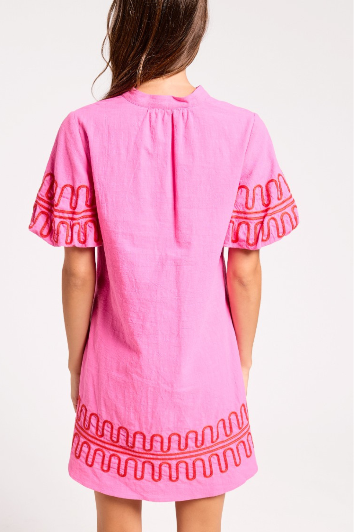 Loopy Trim Ruffle Dress