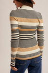 Stripe Mock Neck Rib Sweater Top