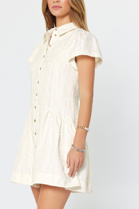 Textured Button Down Mini Dress
