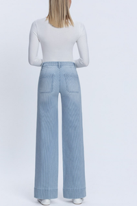 Vervet High Rise Patch Pocket Striped Wide Jeans