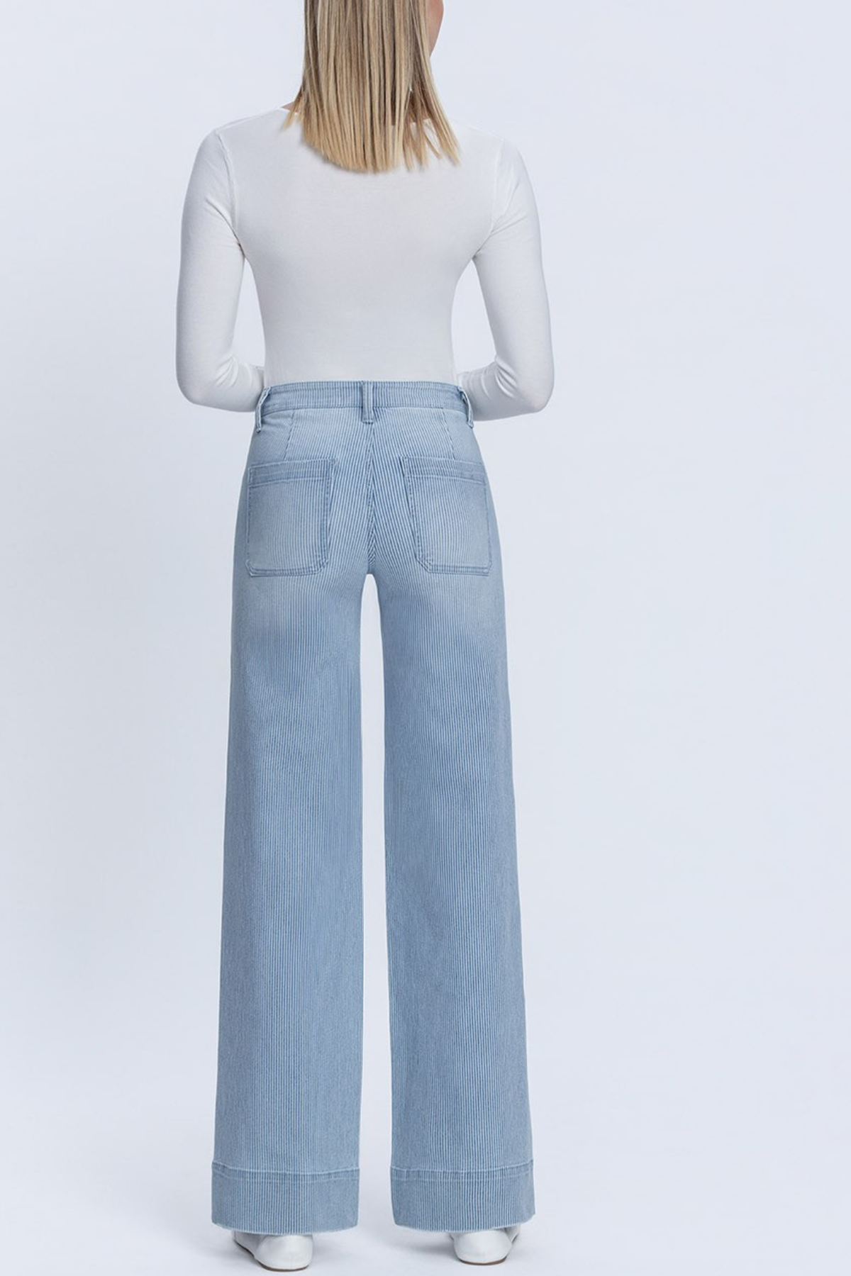 Vervet High Rise Patch Pocket Striped Wide Jeans