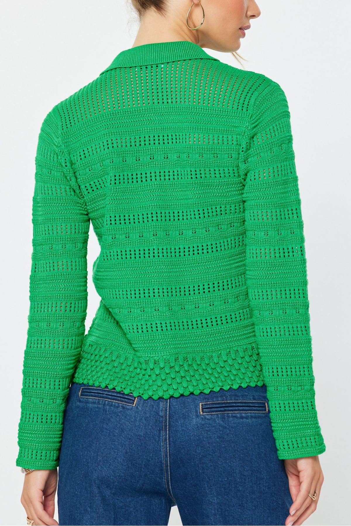 Open Knit Long Sleeve Cardigan