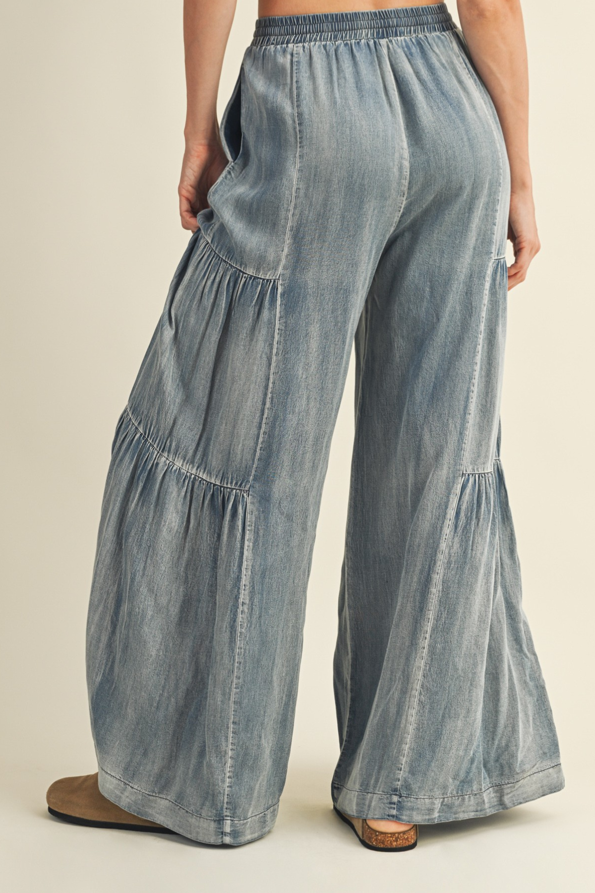 Ruffled Side Wide Pants