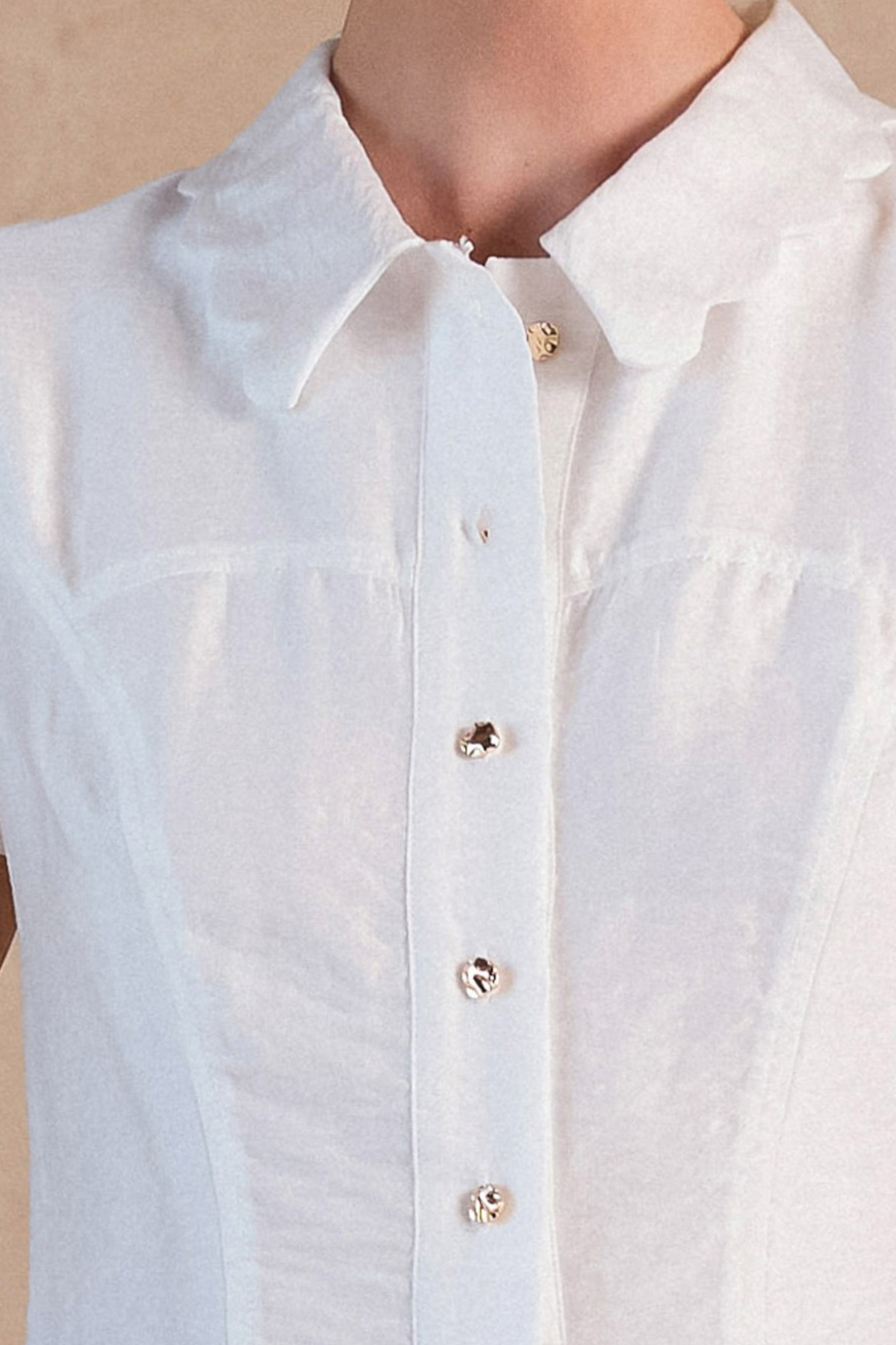 Scalloped Edge Collar Cap Sleeve Top