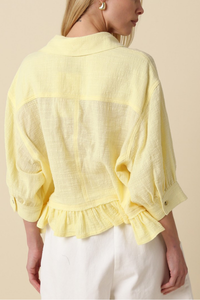 Kali Button Front Ruffle Hem Top