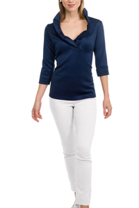 Jersey Ruffle 3/4 Sleeve Top