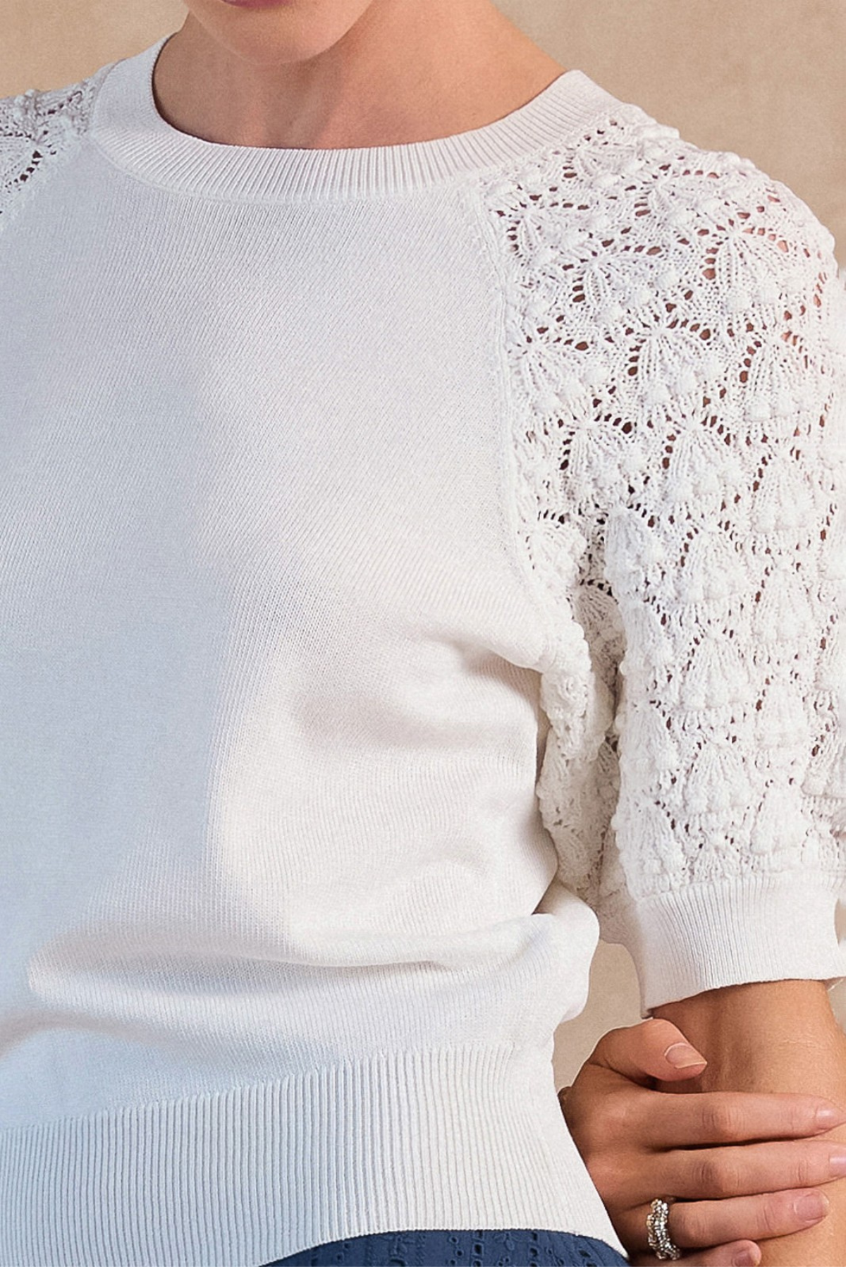 Crochet Short Sleeve Sweater Top