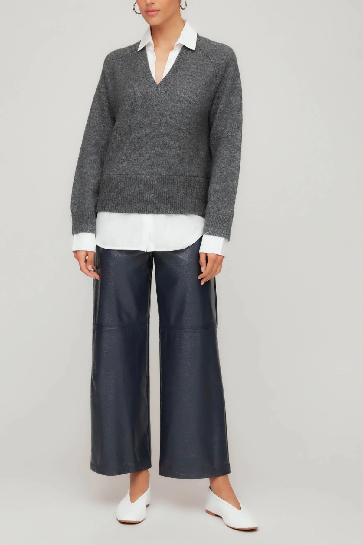 Fifteen-Twenty Faux Patent Leather Cropped Pants