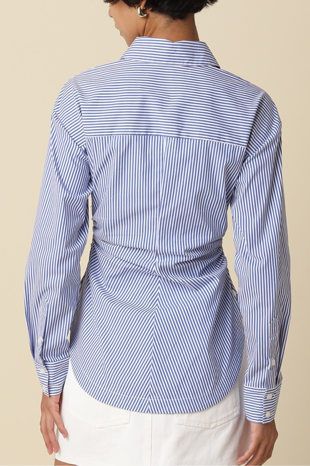 Aisha Striped Cinched Waist Shirt